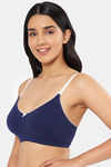 Amante Double Layered Non Wired Full Coverage T-Shirt Bra - Medievalblue Whitesmoke — thumbnail 3